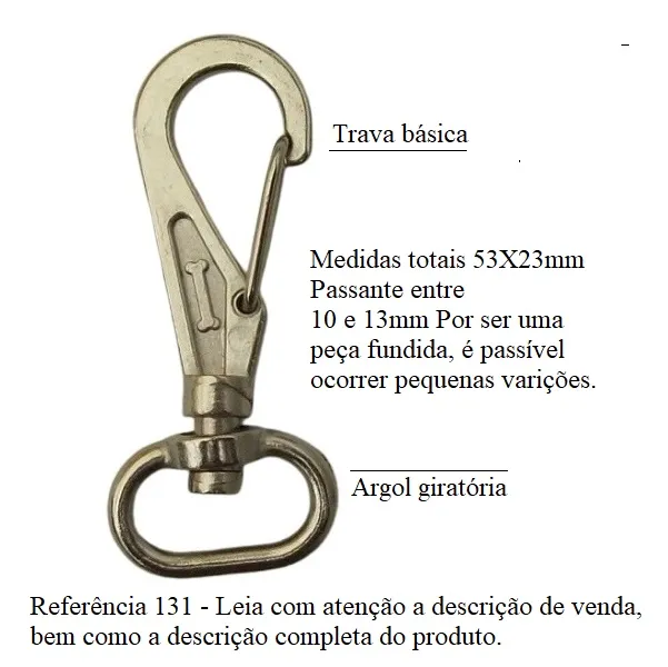mosquet�o pet guia e peitoral 131 argola girat�ria 53x23mm n�quel 10 pe�as