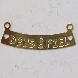 estamparia em metal bijuterias 0221 pingente Deus � fiel 30X05mm 02 argolas dourado 10 pe�as