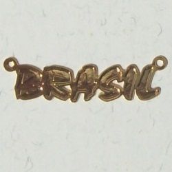 estamparia em metal bijuterias 0750 pingente brasil recortado dourado 30X07mm 2 argolas. 10 pe�as.