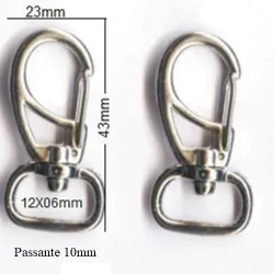 mosquet�o pet guia e peitoral 115 43x23mm n�quel passante10mm 50 pe�as