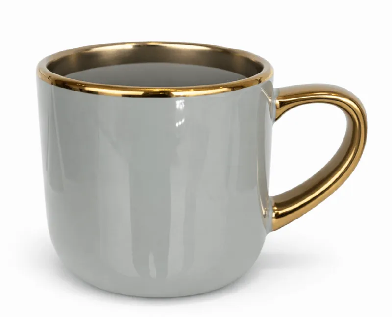 Caneca Imperial Cinza Borda e Al�a Dourada 400ml -live sub